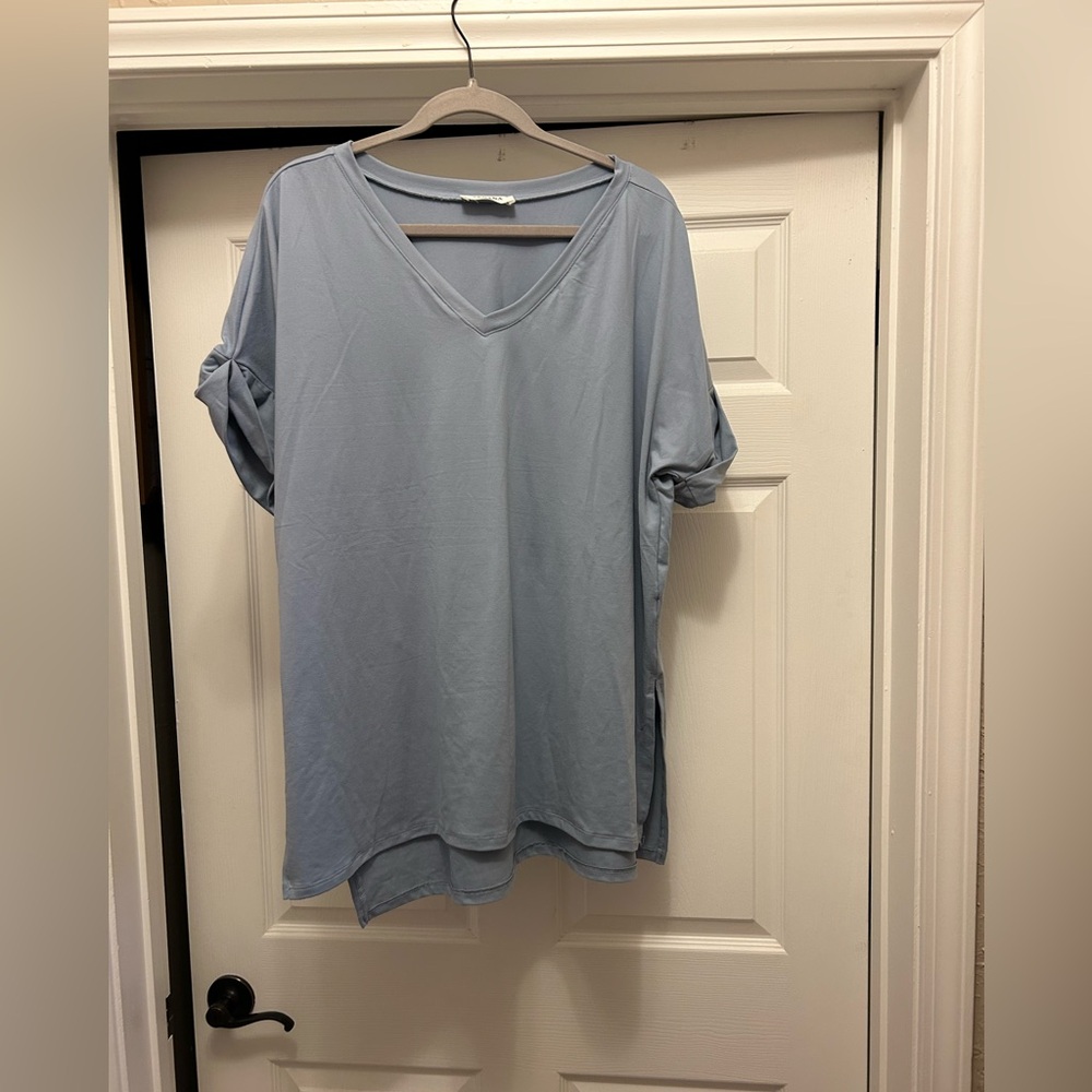Zenana Outfitters Sky Blue V-Neck Tee